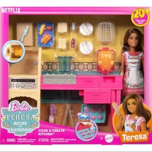 Barbie and Teresa Recipe for Friendship Doll & Kitchen Playset, 20+ Accessories